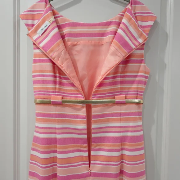 Pink Sheath Midi Dress with Bateau Neckline - Picture 12 of 16